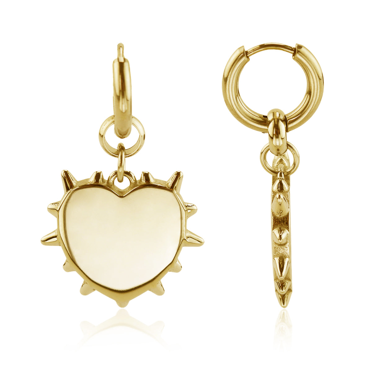 Stainless Steel Spiked Heart Dangle Earring