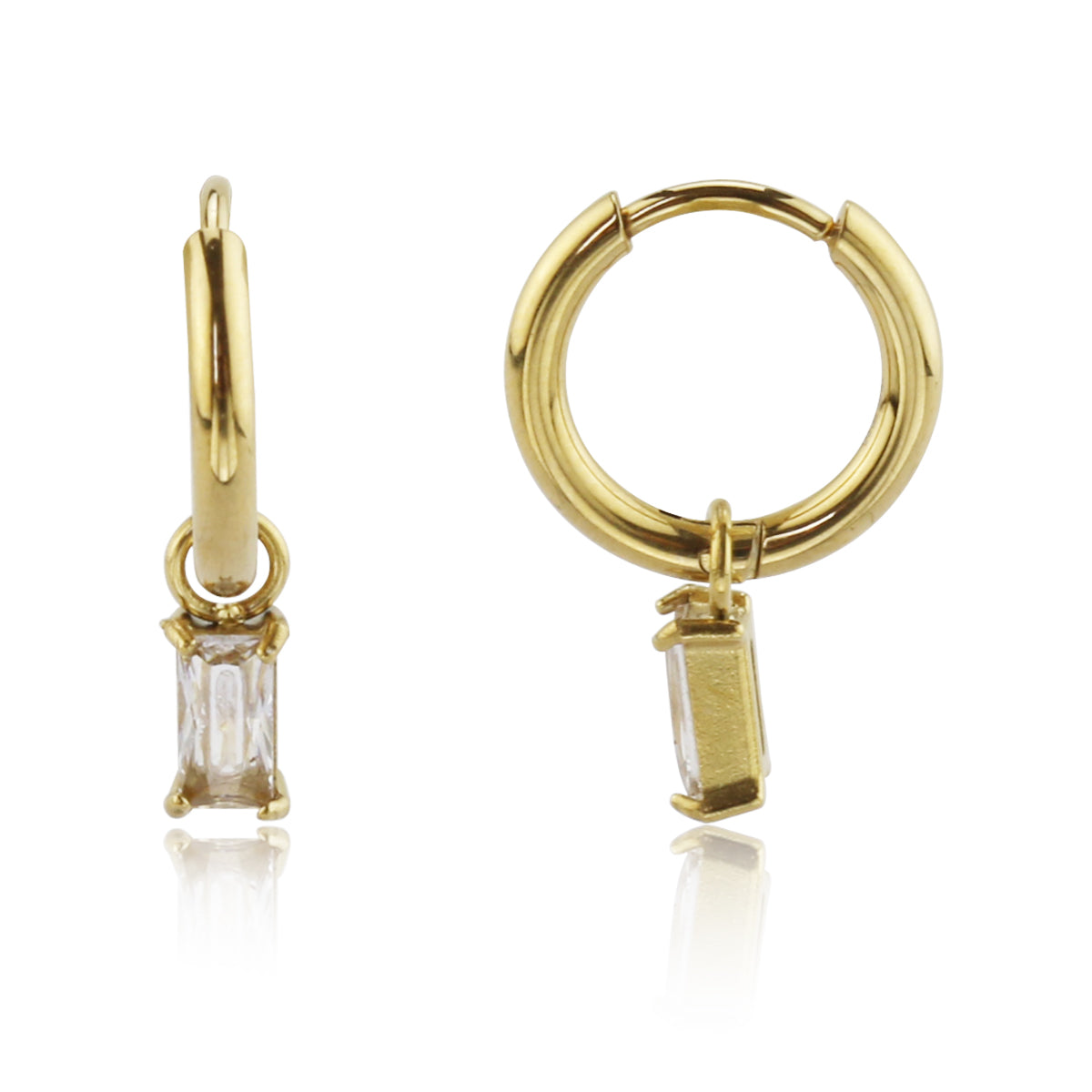 CZ Dangle Stainless Steel Earring