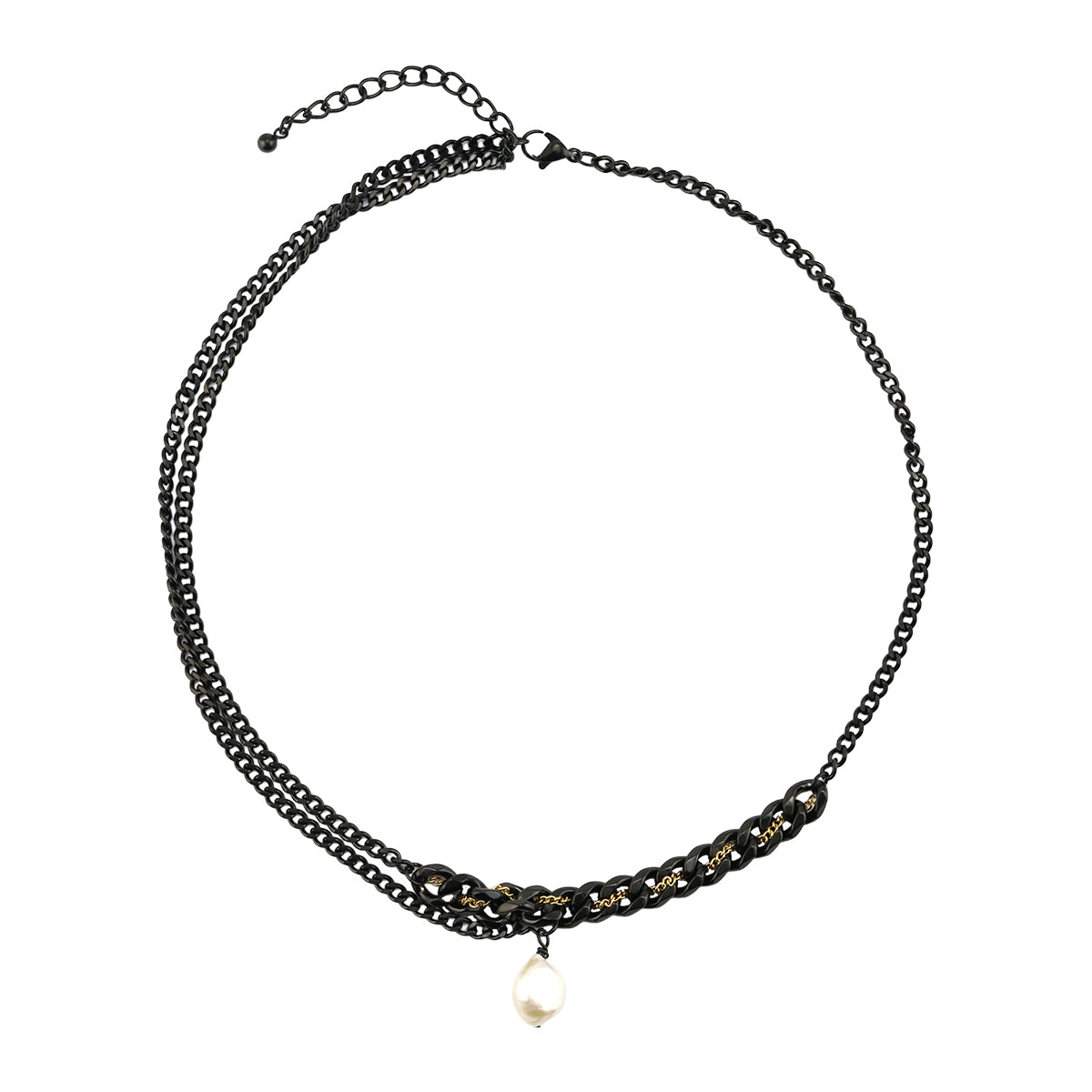 Pearl and Stainless Steel Chain Necklace