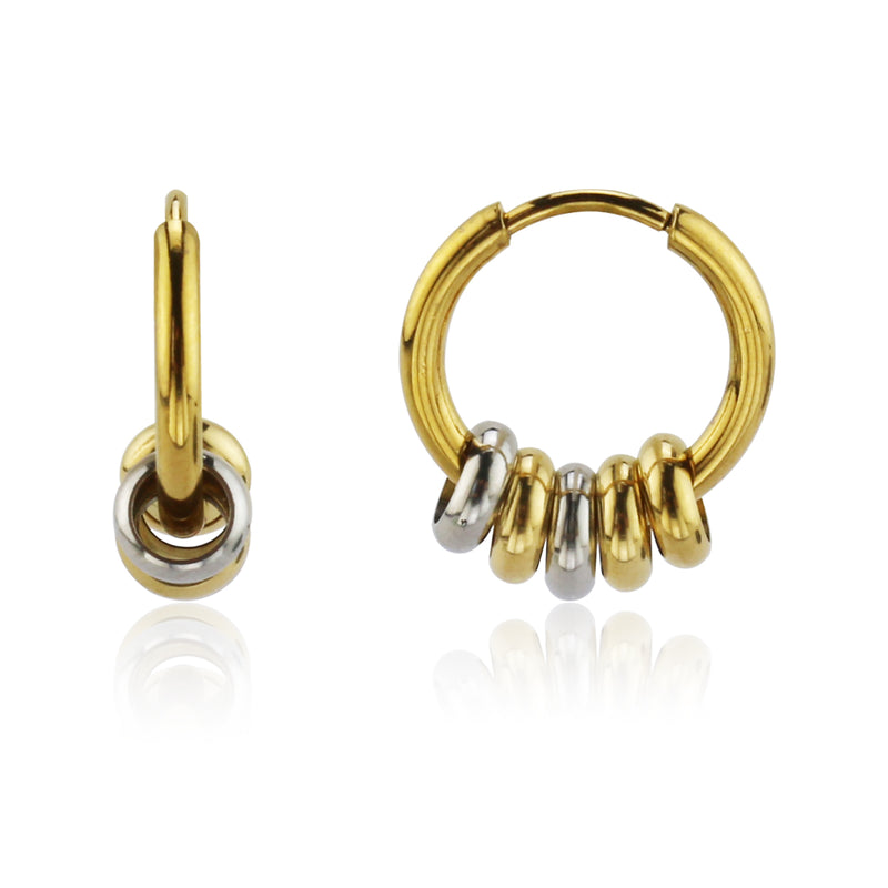 Five Hoop Earrings in Dual-Plated Stainless Steel
