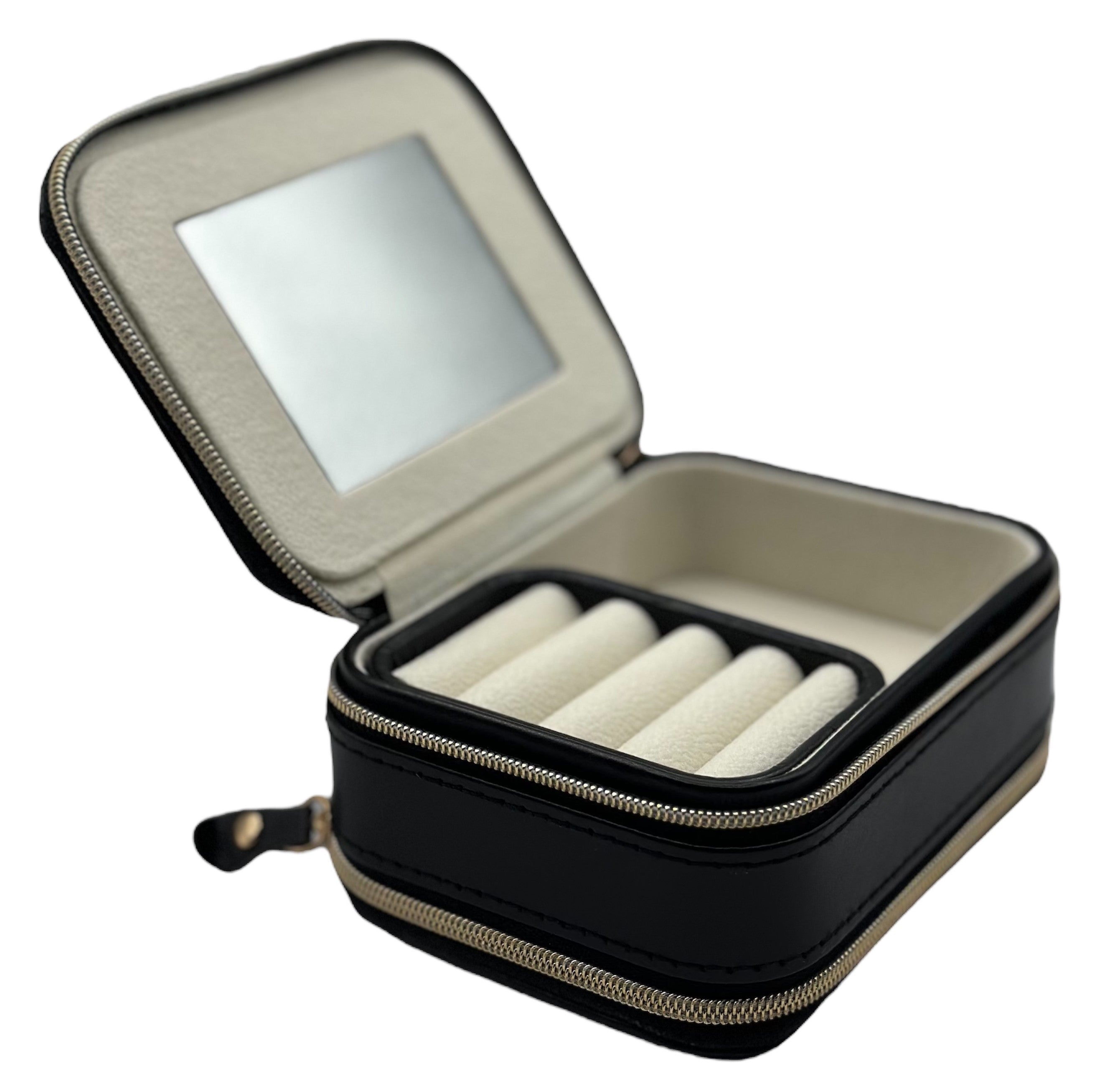 Black Double Layer Travel Jewelry Box