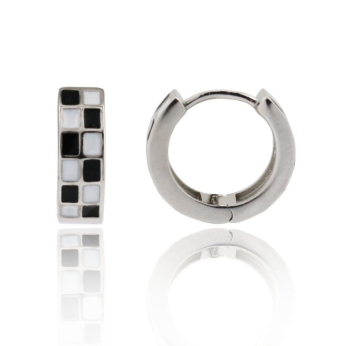Enamel Small Checker Huggie Earring