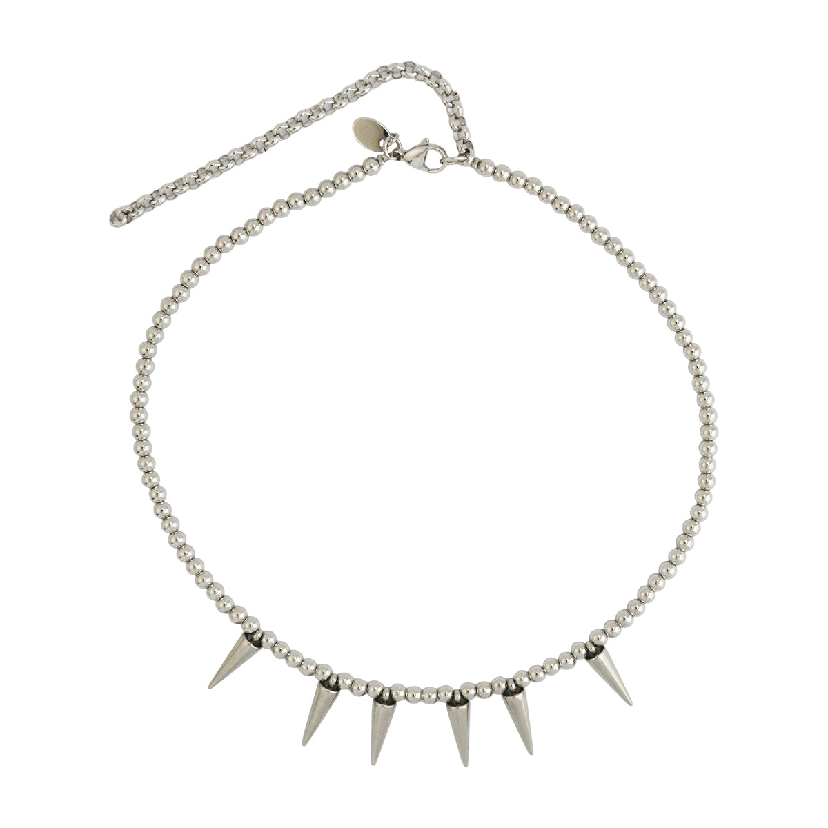 Glass or Stainless Steel Beaded Necklace with Spikes