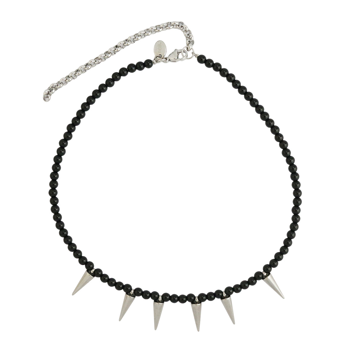 Glass or Stainless Steel Beaded Necklace with Spikes