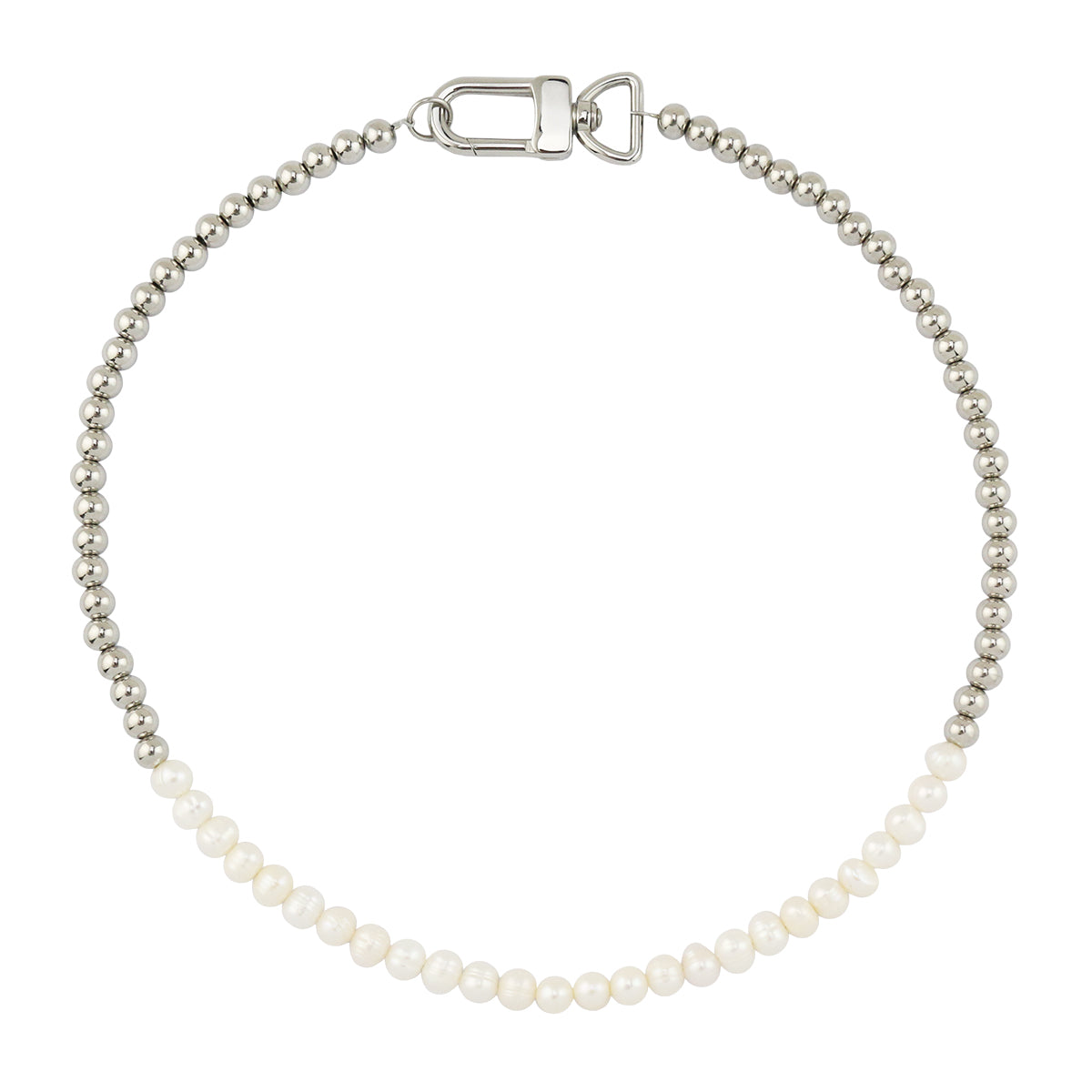 Stainless Steel  and Pearl Beaded Necklace