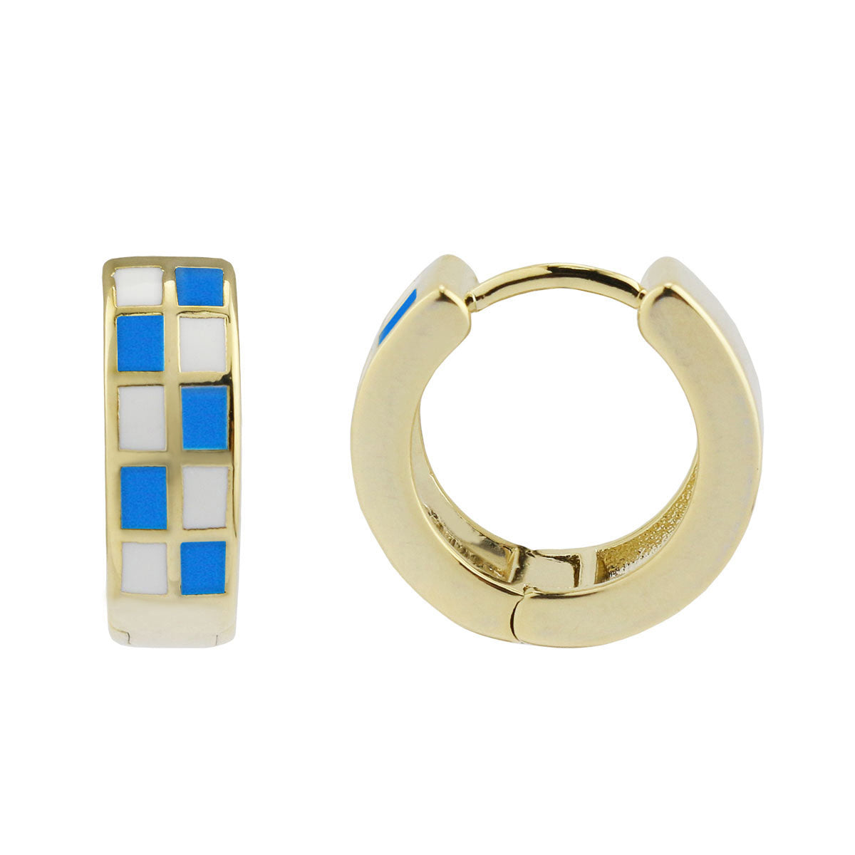 Enamel Small Checker Huggie Earring