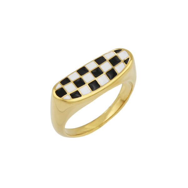 Bay Enamel Checker Ring