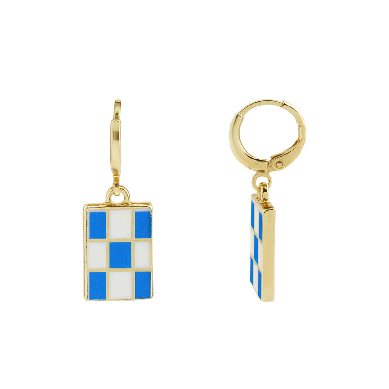 Bay Enamel Checker Earrings