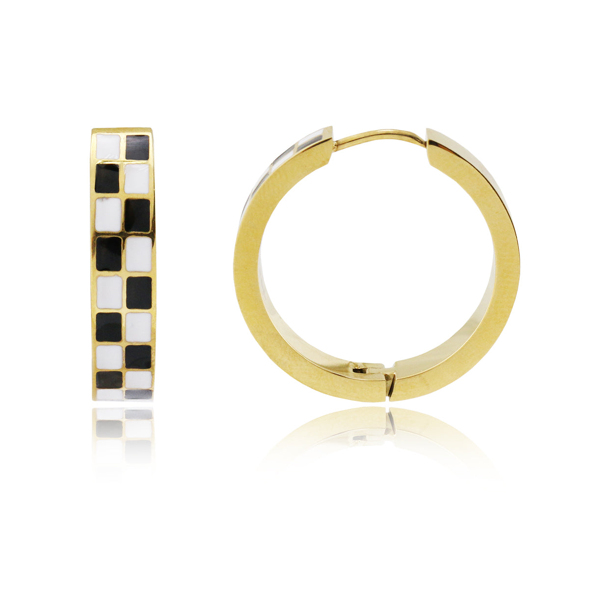 Bay Enamel Big Checker Huggie
