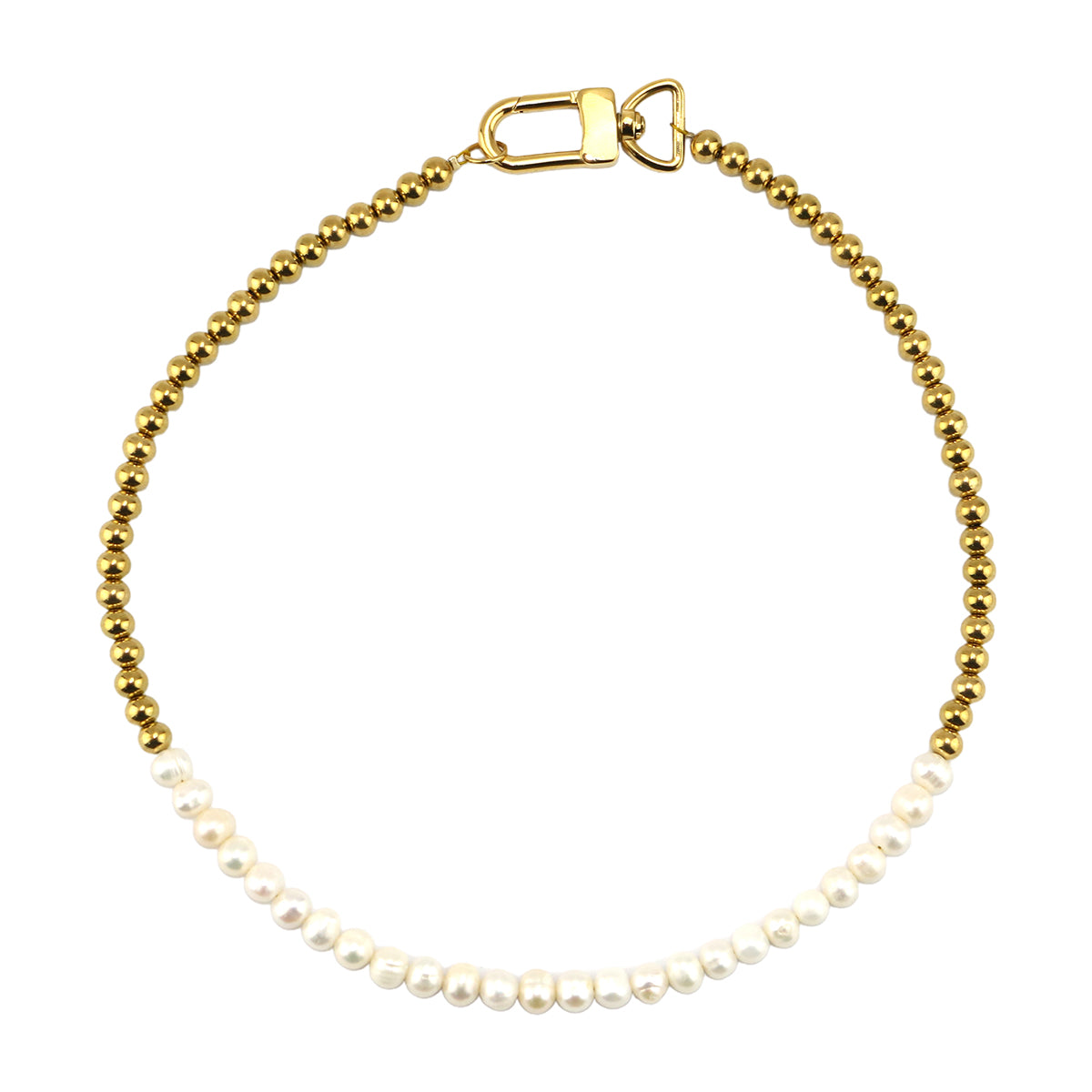 Stainless Steel  and Pearl Beaded Necklace