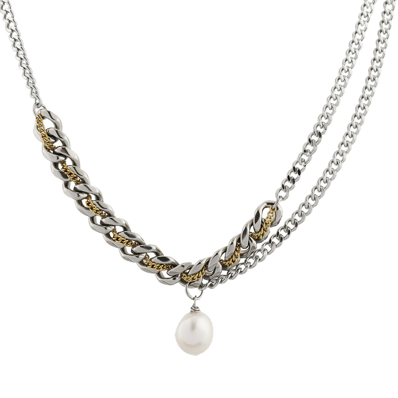 Nour Pearl and Chain Necklace