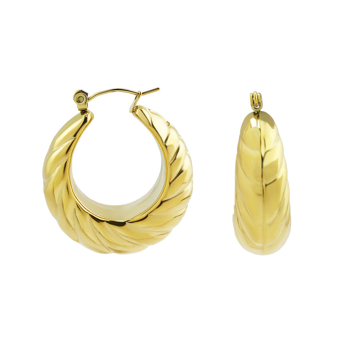 Stainless Steel Shrimp Hoop Earrings