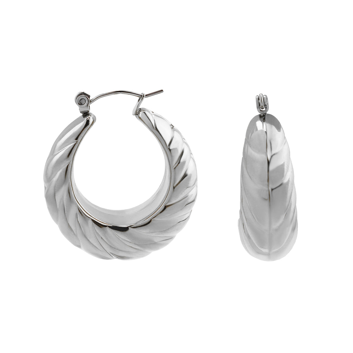 Stainless Steel Shrimp Hoop Earrings