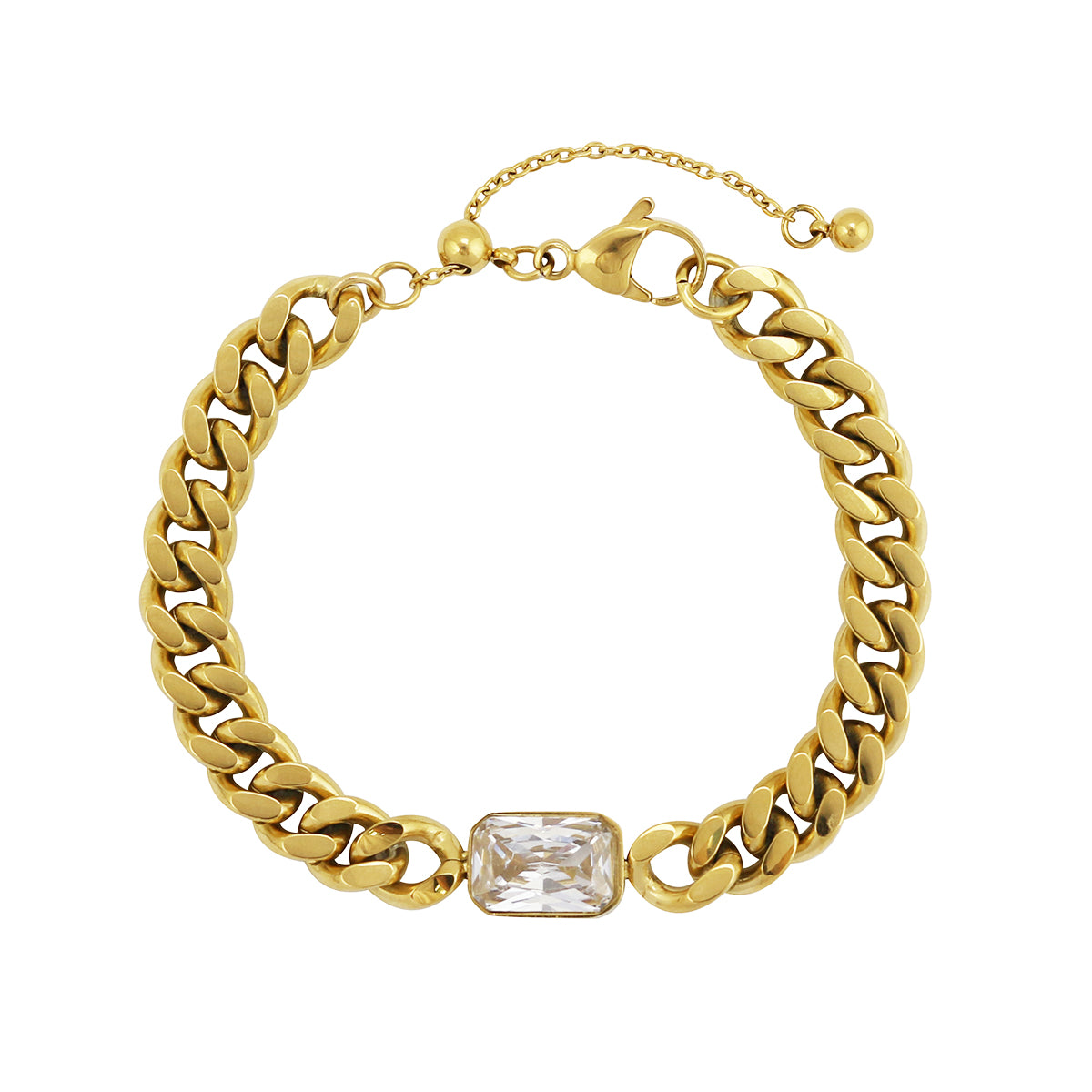 CZ Cuban Chain Bracelet in Stainless Steel
