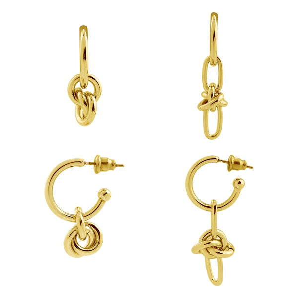 Knot and Chain Mismatch Earrings in Stainless Steel