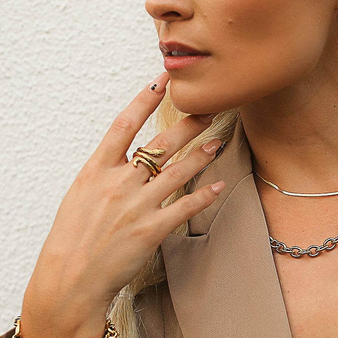 Stainless Steel Coiled Snake Ring